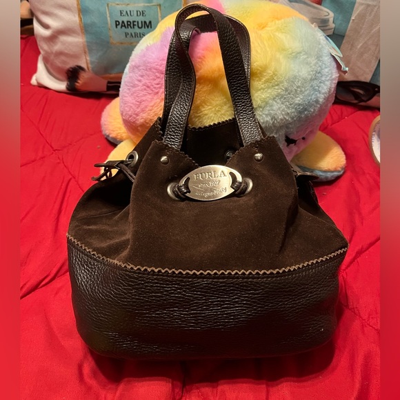 FURLA EUC Suede and Leather Bucket Hobo bag - Picture 1 of 14